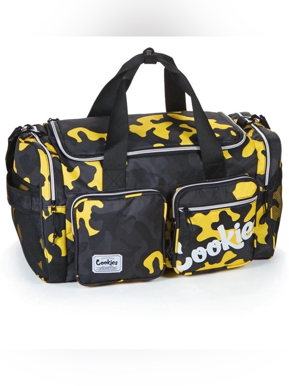 Cookies Heritage Smell Proof Duffle Bag 48L Yellow Camo Travel Gym NWT